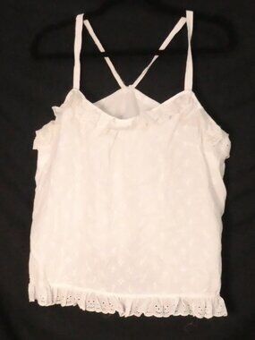 Handmade Lined White Swiss Dot and Eyelet Lace Cami Tank - P2P 19"
